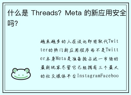 什么是 Threads？Meta 的新应用安全吗？